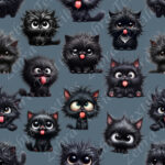 Chat noir grimaceux