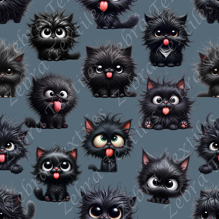 Chat noir grimaceux