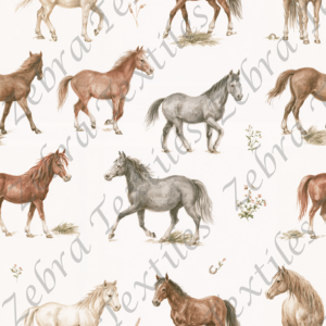 Chevaux bruns crème aquarelle
