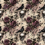 Corbeau et skull gothique floral