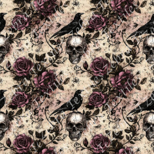 Corbeau et skull gothique floral
