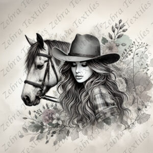Cowgirl et cheval couleur neutre