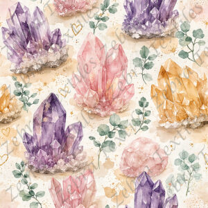 Cristaux mauve et rose eucalyptus