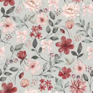 Floral et boucle rosé fond vert