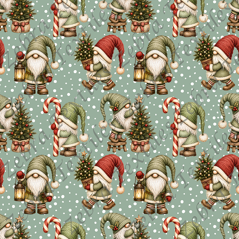 Gnome lainage vert fond pois