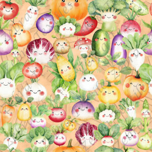 Légume joyeux fond orangé