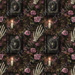 Livre skull et bougie floral gothique