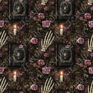 Livre skull et bougie floral gothique