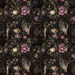 Main gothique floral et bougie