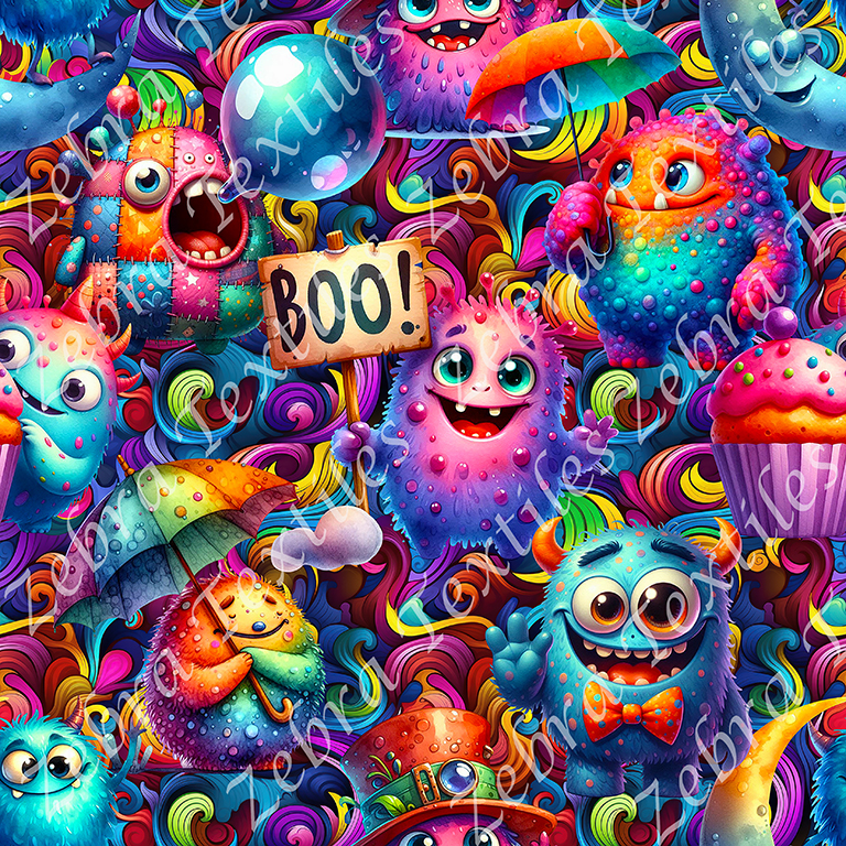 Monstre coloré et parapluie
