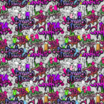 Mot graffiti rose mauve fond gris