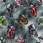 Moto sport colorée fond arbre