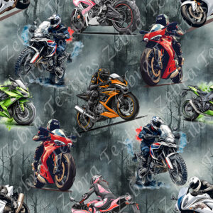 Moto sport colorée fond arbre