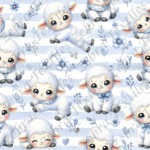 Mouton kawaii fond rayé