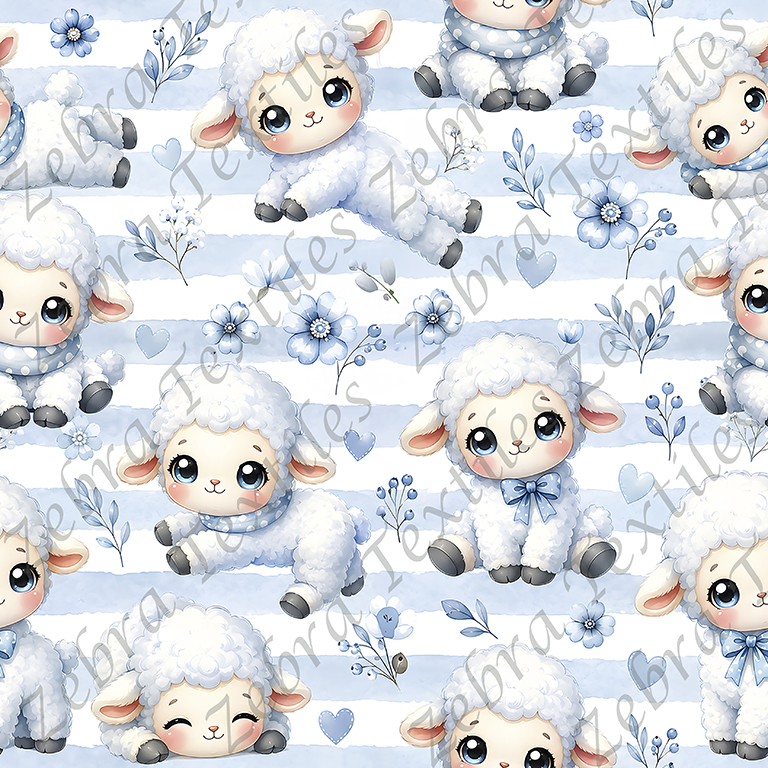 Mouton kawaii fond rayé