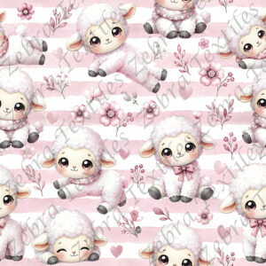 Mouton kawaii fond rayé rose