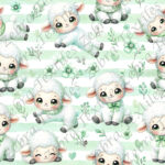 Mouton kawaii fond rayé vert