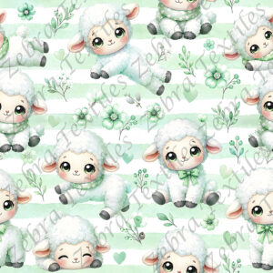 Mouton kawaii fond rayé vert