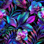 Orchidée et feuillage coloré