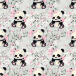 Panda fleur rose fond floral