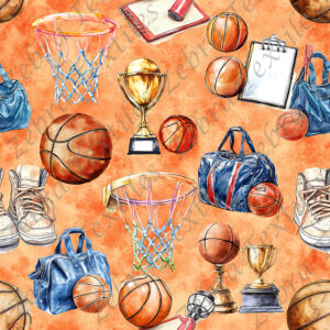 Panier de basket et ballon fond orange