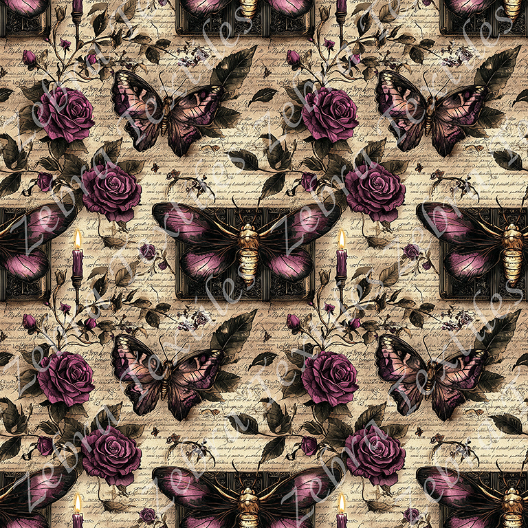 Papillon floral et bougie gothique