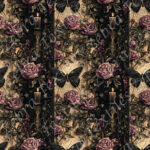 Papillon noir et bougie gothique floral