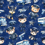 Policier et animaux fond bleu