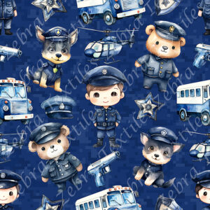 Policier et animaux fond bleu