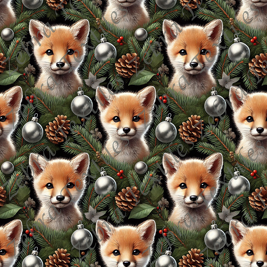 Renard sapin et boule de Noël