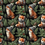 Renard tuque et sapin