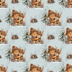 Vache bambi et sapin fond pois