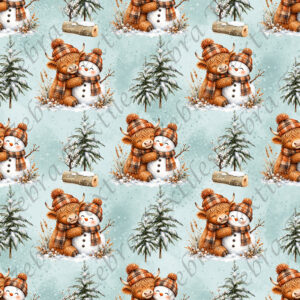 Vache bonhomme de neige fond aqua
