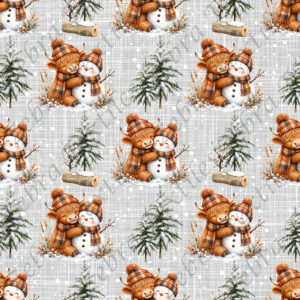 Vache bonhomme de neige fond lin