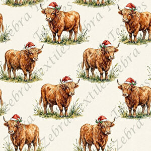 Vache highland et tuque de Noël