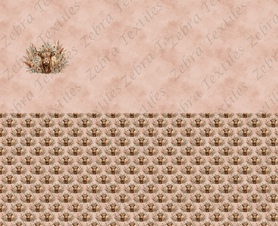 Vache pampas fond rose panneau
