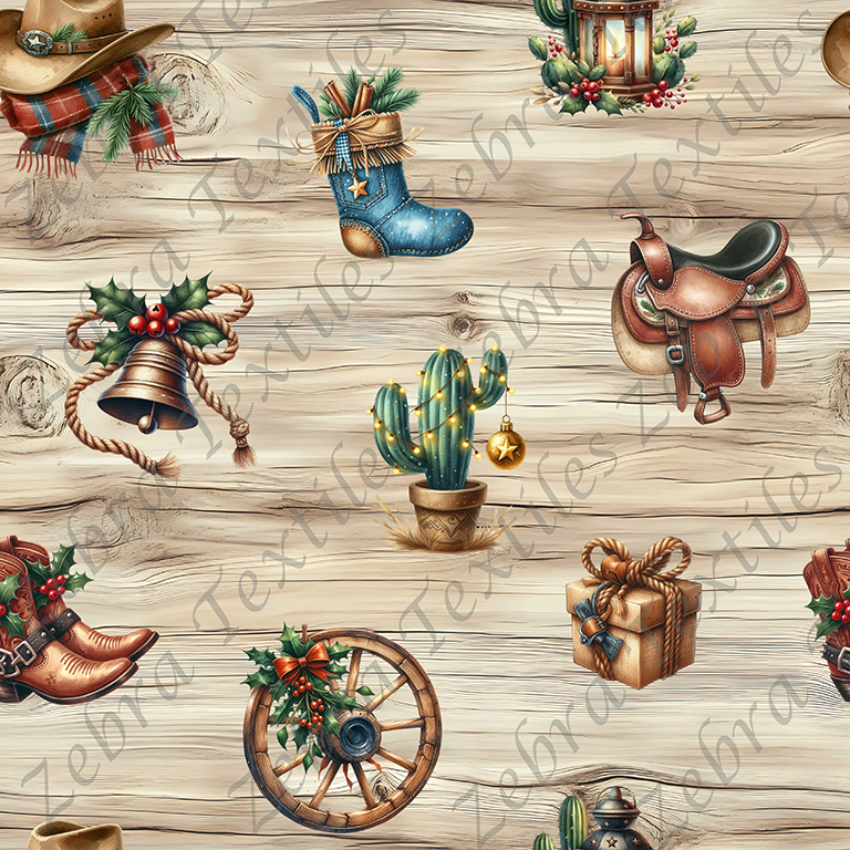 Western de Noël fond bois