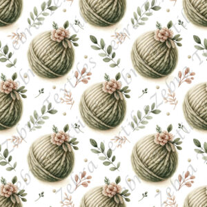 Balle de laine sauge et feuillage