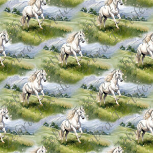 Cheval blanc au champs