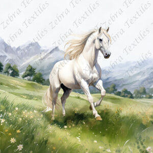 Cheval blanc au champs