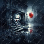 Clown effrayant grunge gris