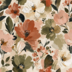 Fleur aquarelle verte rose