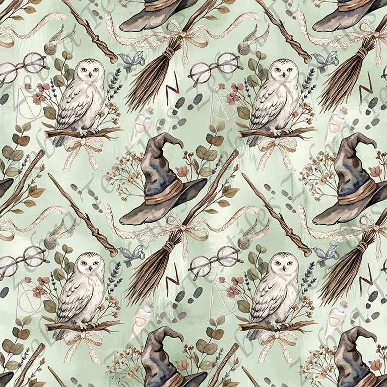 Magicien sorcier boho fond vert