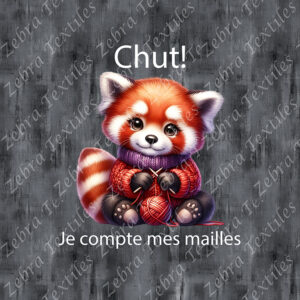 Panda roux tricot fond grunge