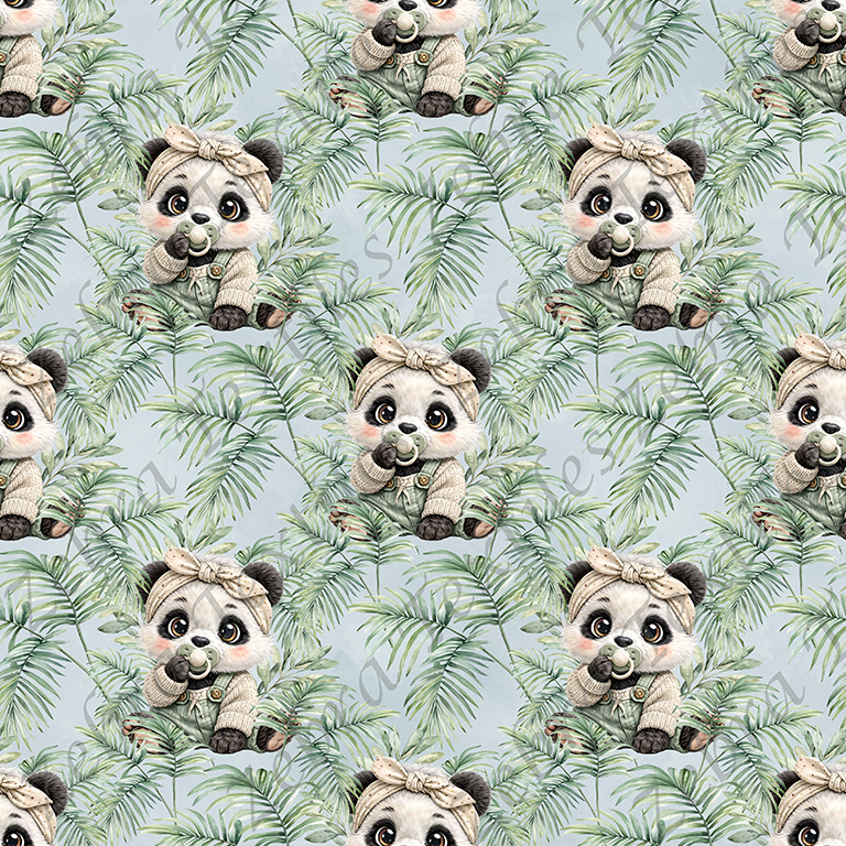 Panda suce fond bleu