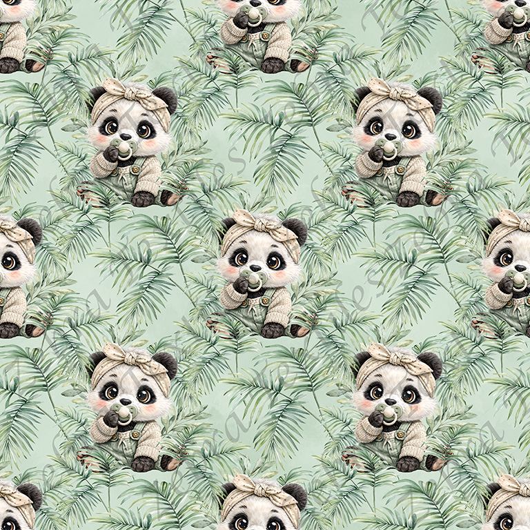 Panda suce fond vert