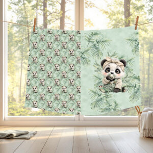 Panda suce fond vert