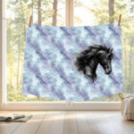 Tête de cheval noir fond agate