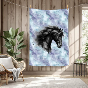 Tête de cheval noir fond agate