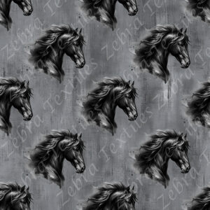Tête de cheval noir fond grunge gris